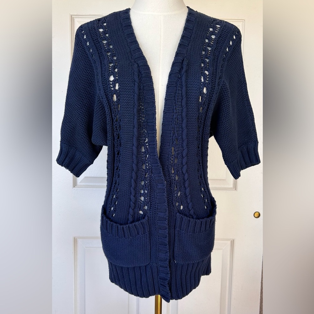 Guess Brand Women’s Short Sleeved Cardigan Navy Size XS